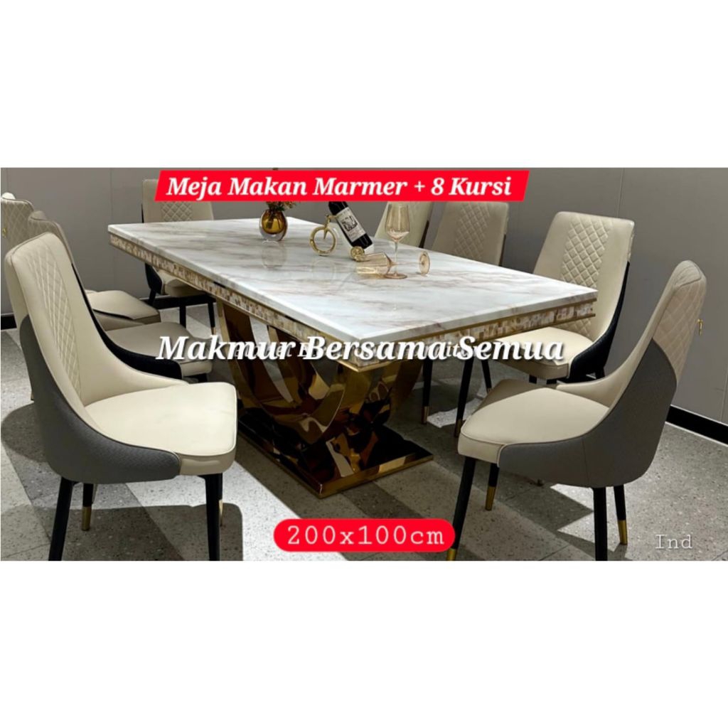 Meja Makan Marmer jumbo 200cm Meja Rapat meja etalase dining table dining set