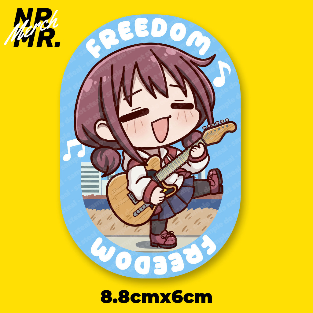 Sticker Iseri Nina "FREEDOM FREEDOM" Girls Band Cry Chibi Anime Fanmade Merch