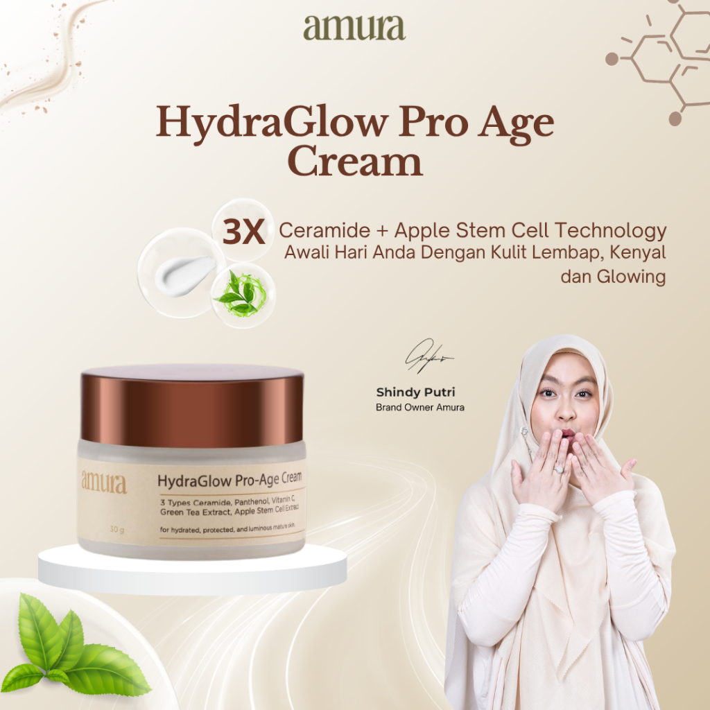 Amura HydraGlow Pro-Age Day Cream 30g | 3X Ceramide Memperkuat Skin Barrier Melembapkan Wajah