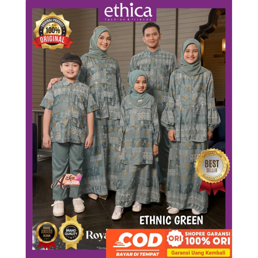 ETHICA Sarimbit 2026 Royal Ethnic Green Ethica Original - Baju Lebaran 2026  Sarimbit Keluarga 2026 