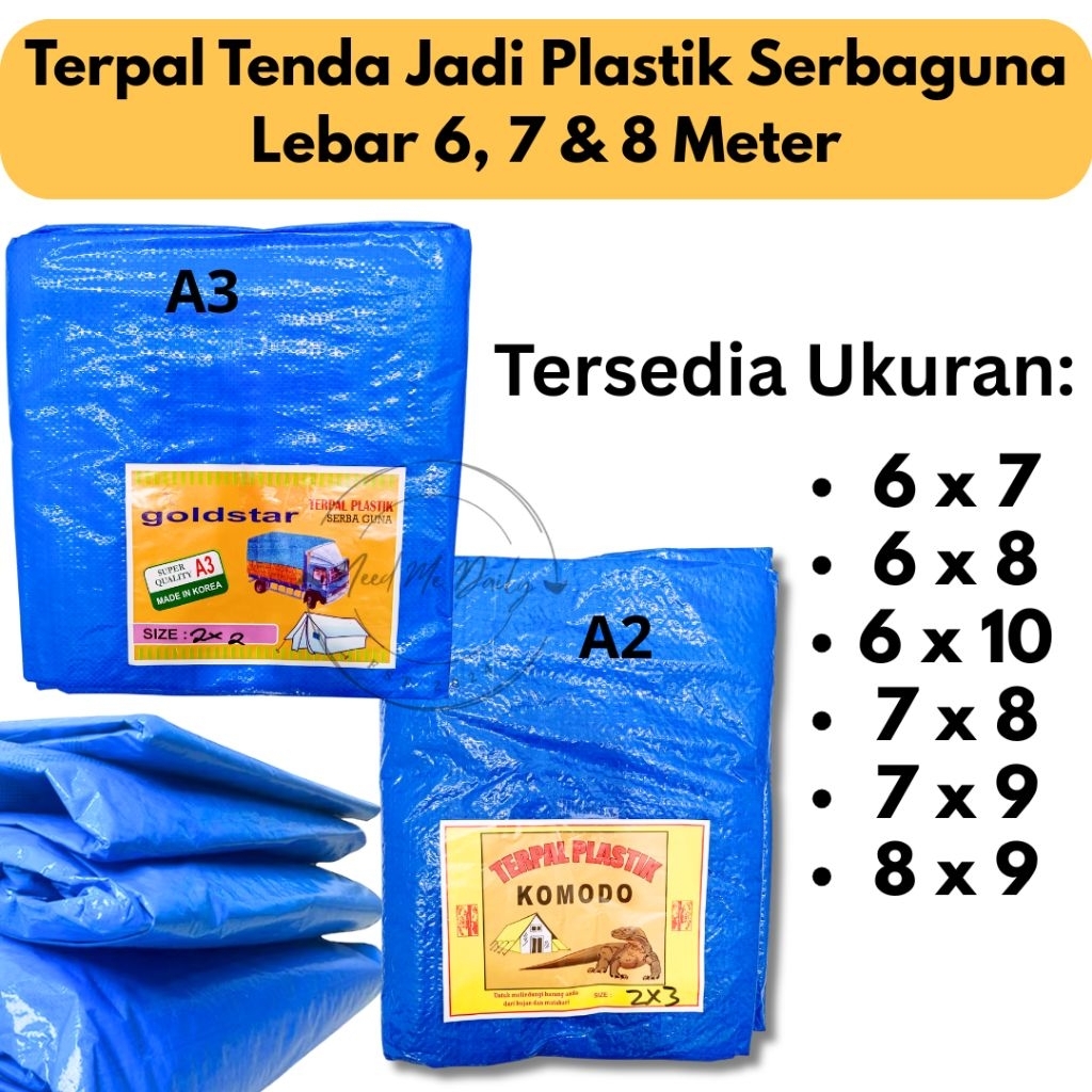 TERPAL TENDA JADI LEBAR 6, 7 & 8 METER TENDA BIRU PLASTIK SERBAGUNA / TERPAL TENDA BIRU / TERPAL TEN