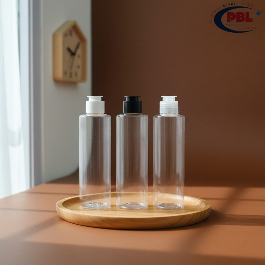 Botol Fliptop Jamur 200ml Natural Pet / Botol Plastik Tebal RF 200ml - Tutup Fliptop Jamur Neck 24 /