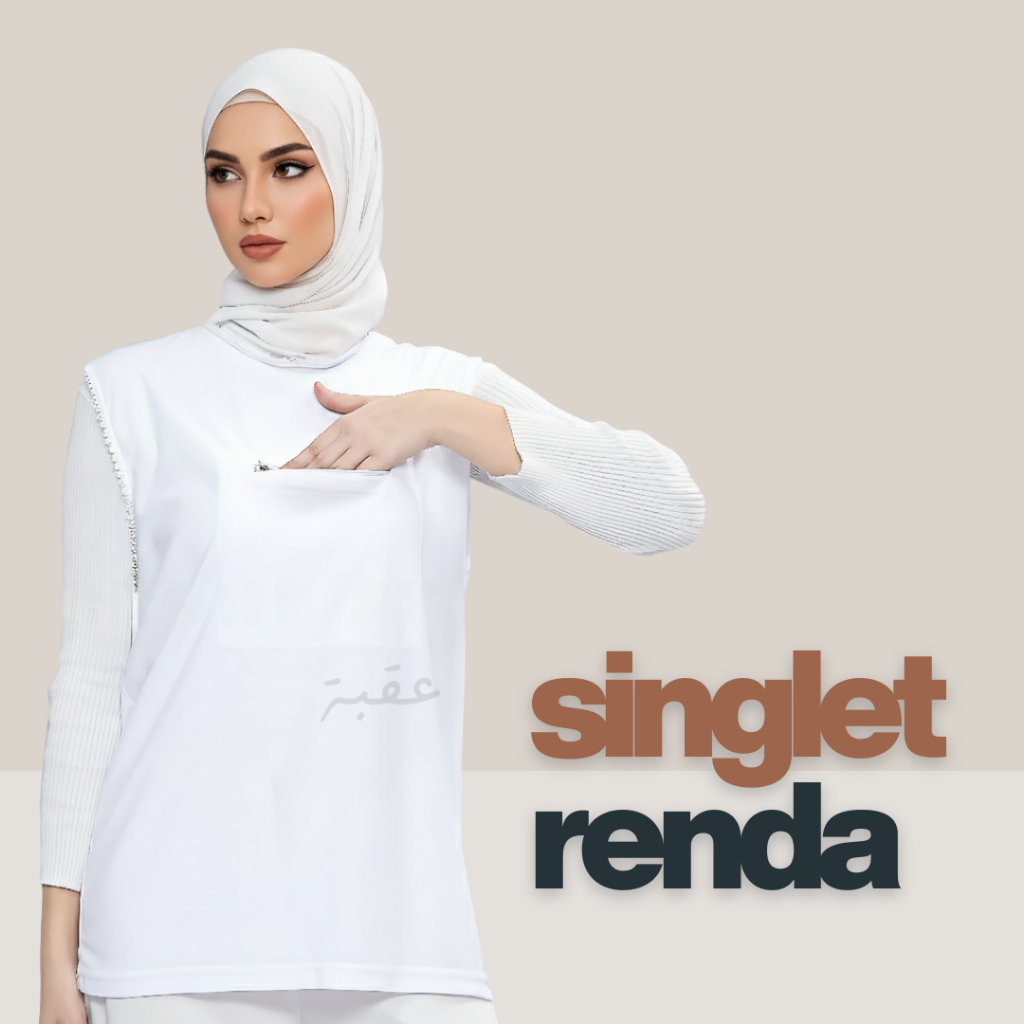 Kaos Dalam Singlet Wanita Resleting Saku Depan Dalaman Haji Umroh Nyaman Lembut