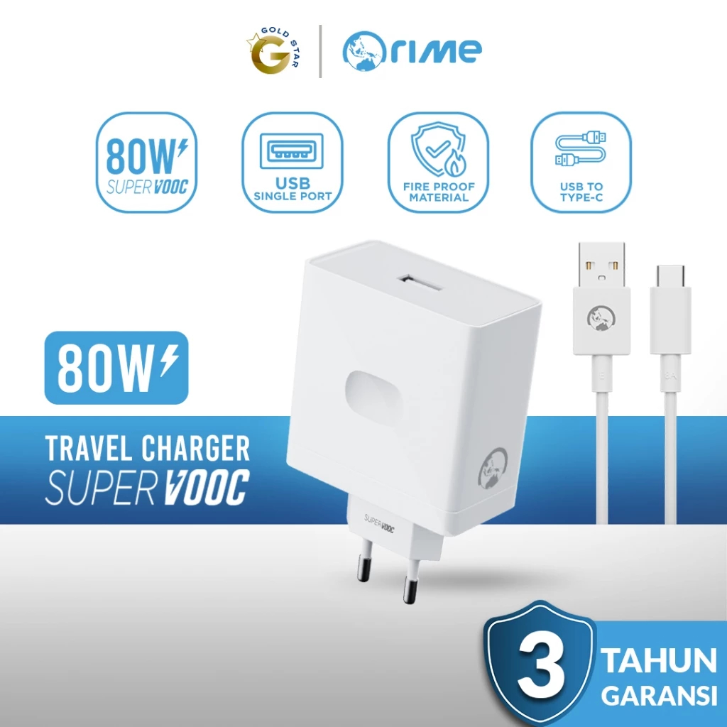 Orime Charger Oppo Original Super VOOC 80W Gen2 100% Bawaan HP