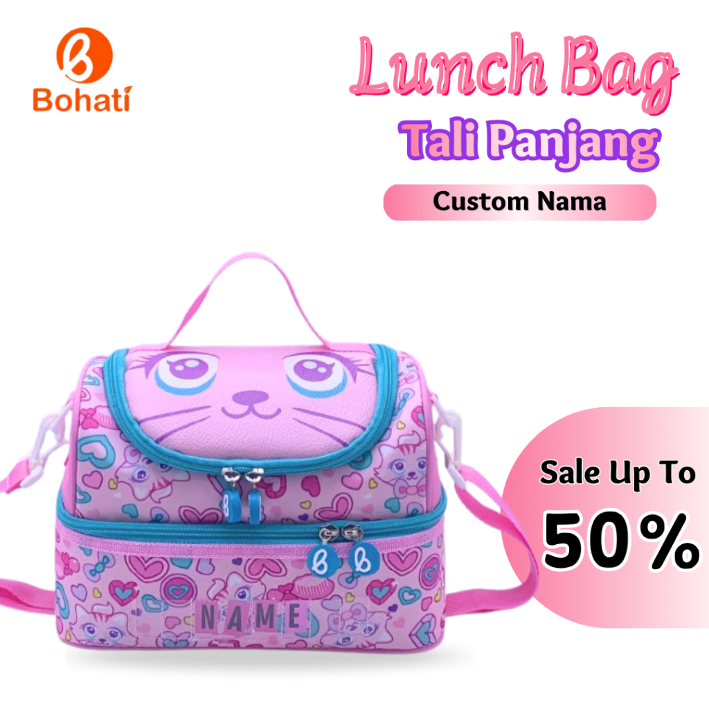 Lunch Bag Anak Perempuan  Bohati tas bekal anak  I Bohati I Karakter Pink Cat  Fashion