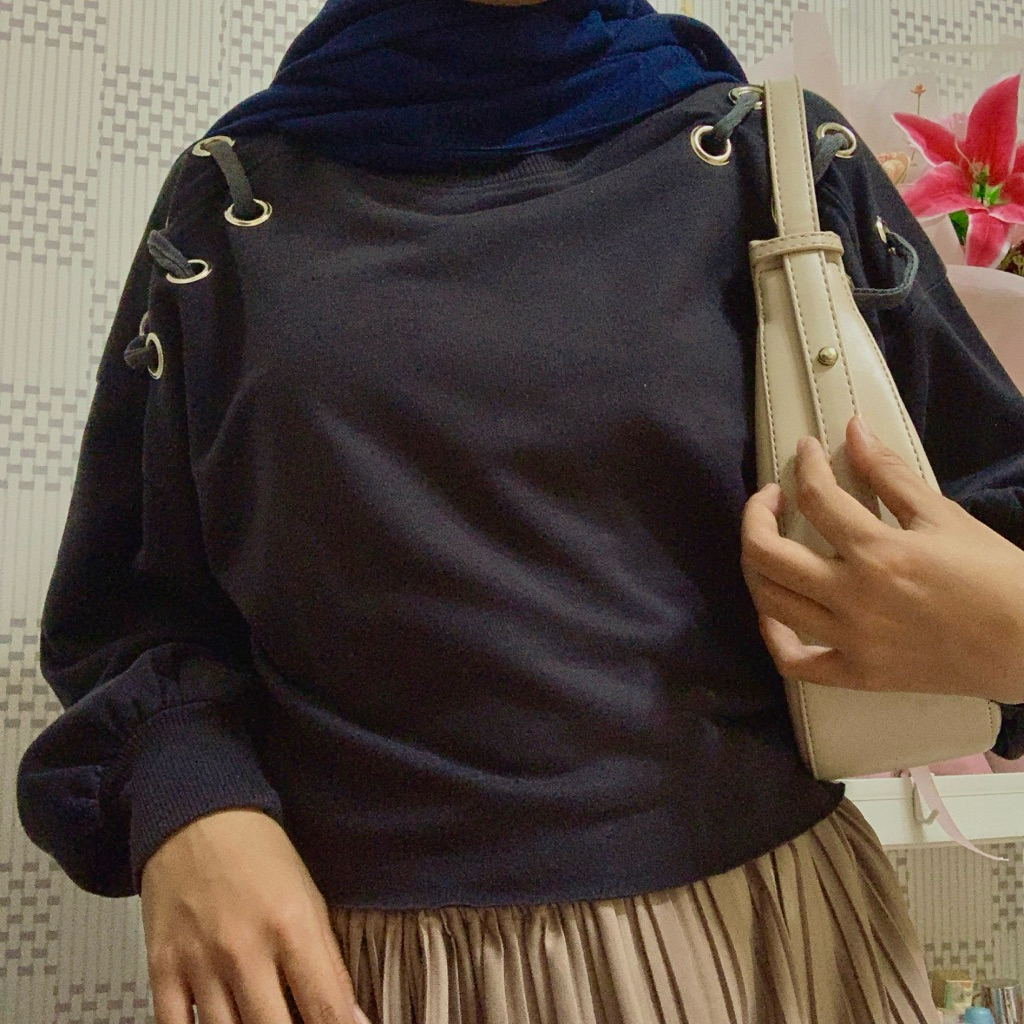 Sweater Crop Top Hitam Wanita | Croptop Colorbox Wanita | Sweatshirt Colorbox