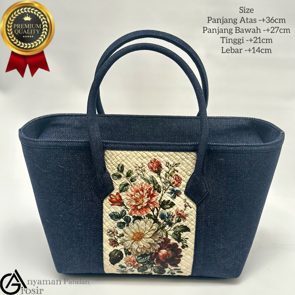 Tas wanita BCL LEVVIISS BUNGA DECOUPAGE tas anyaman pandan terbaru