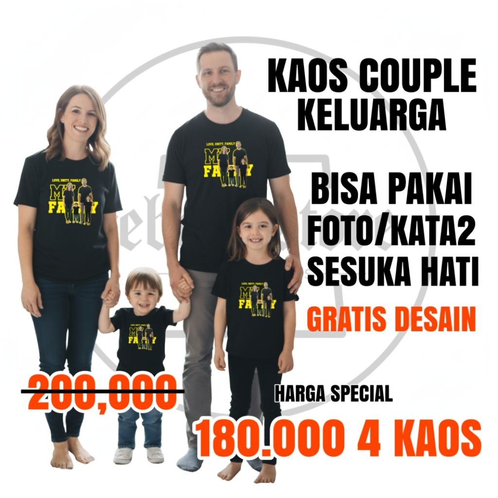 Kaos Couple Keluarga Custom – Bisa Pakai Foto & Nama
