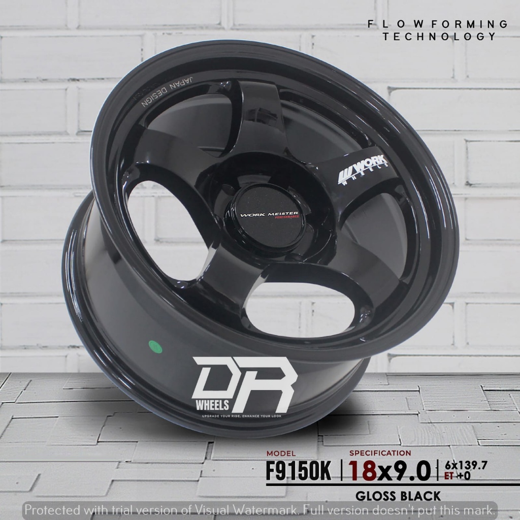 Velg mobil work ring 18 lebar 9 et0 warna gloss black untuk mobil fortuner/pajero