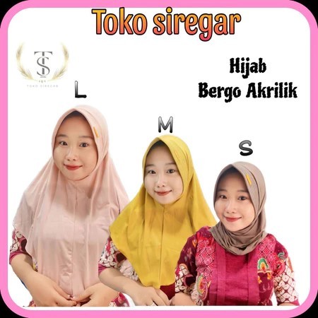 TS || Jilbab Akrilik Sport Bergo Hamidah Uk S M L || Jilbab Logo Akrilik
