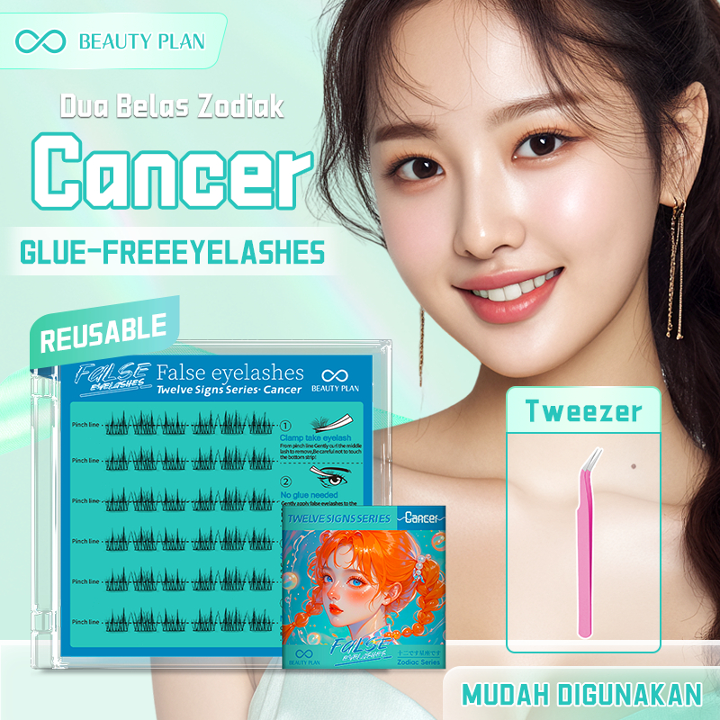 BEAUTY PLAN Bulu Mata Palsu Tanpa Lem 12 Model Zodiac | Natural & Ringan, Bisa Dipakai Ulang | + Twe