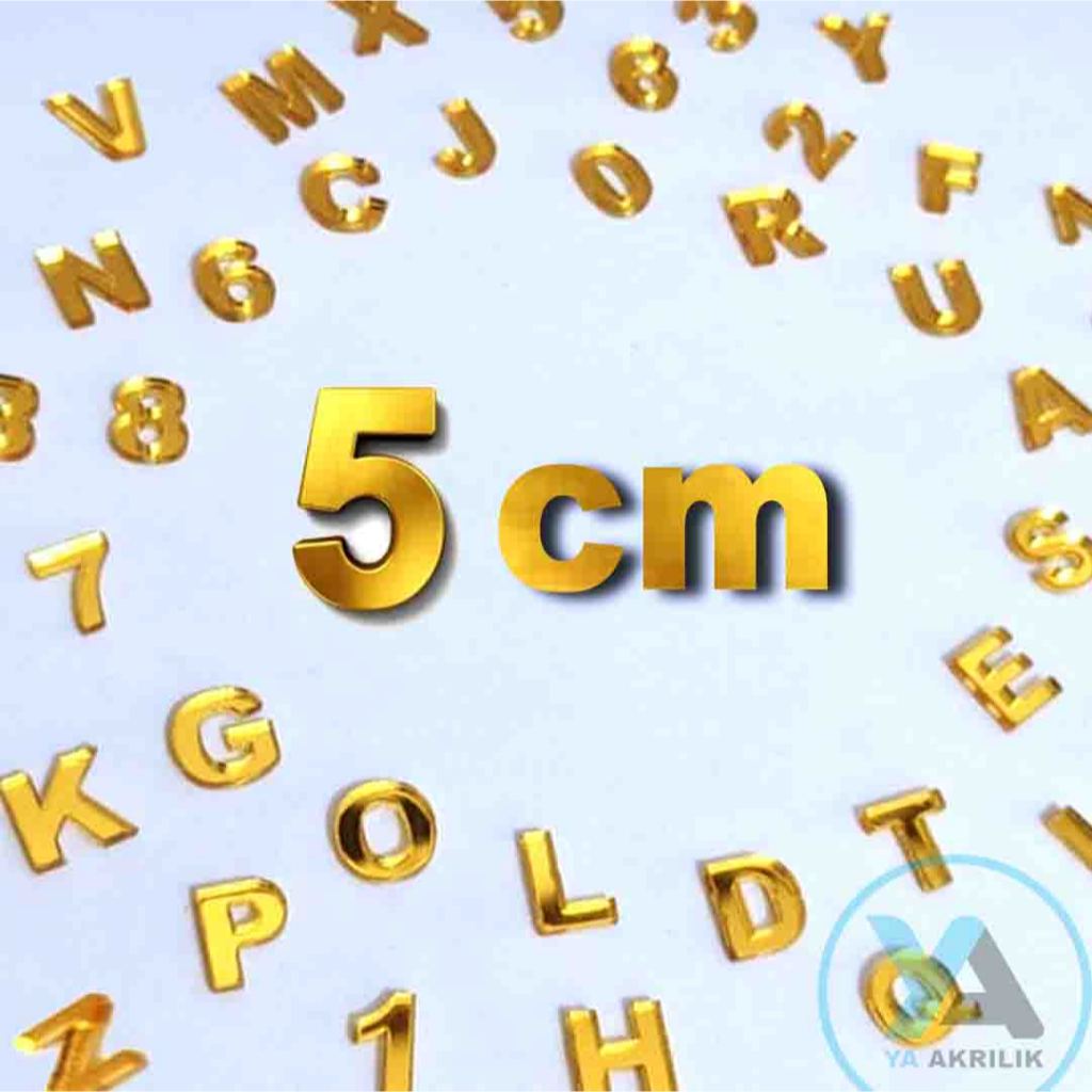 Huruf Akrilik Gold  5 Cm | Angka Akrilik Gold | Huruf Abjad Akrilik Gold | Alfabet Akrilik Gold