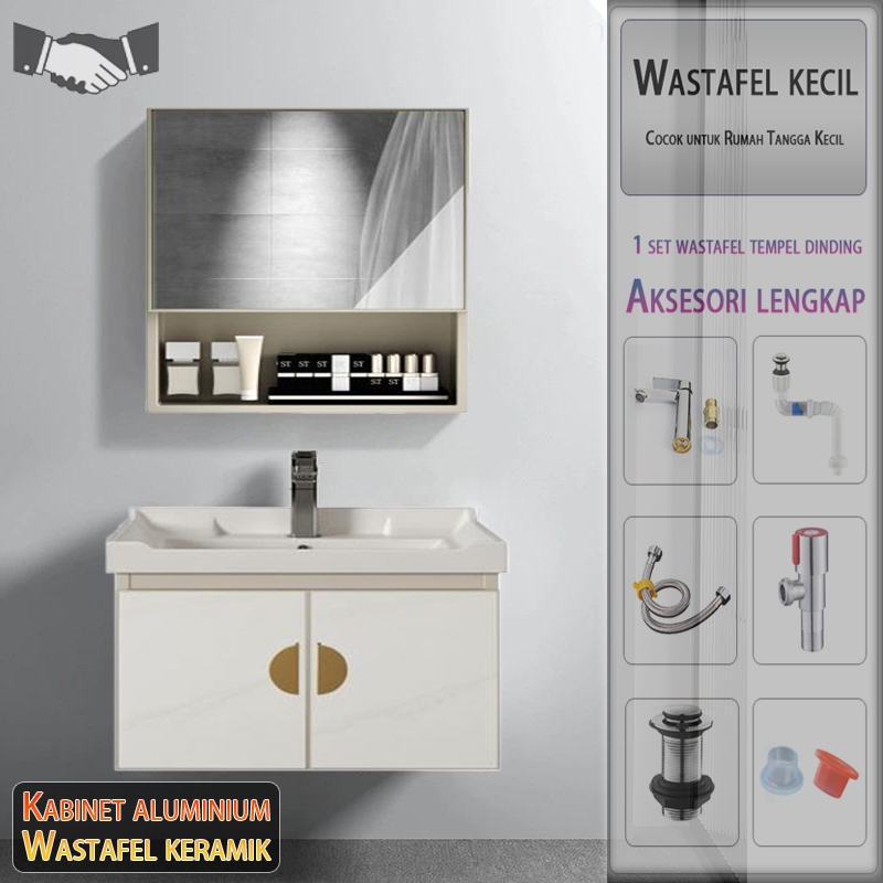 Set Wastafel Kamar Mandi(43/50cm)kabinet wastafel aluminium-wastafel dinding-westafel kabinet-wastaf