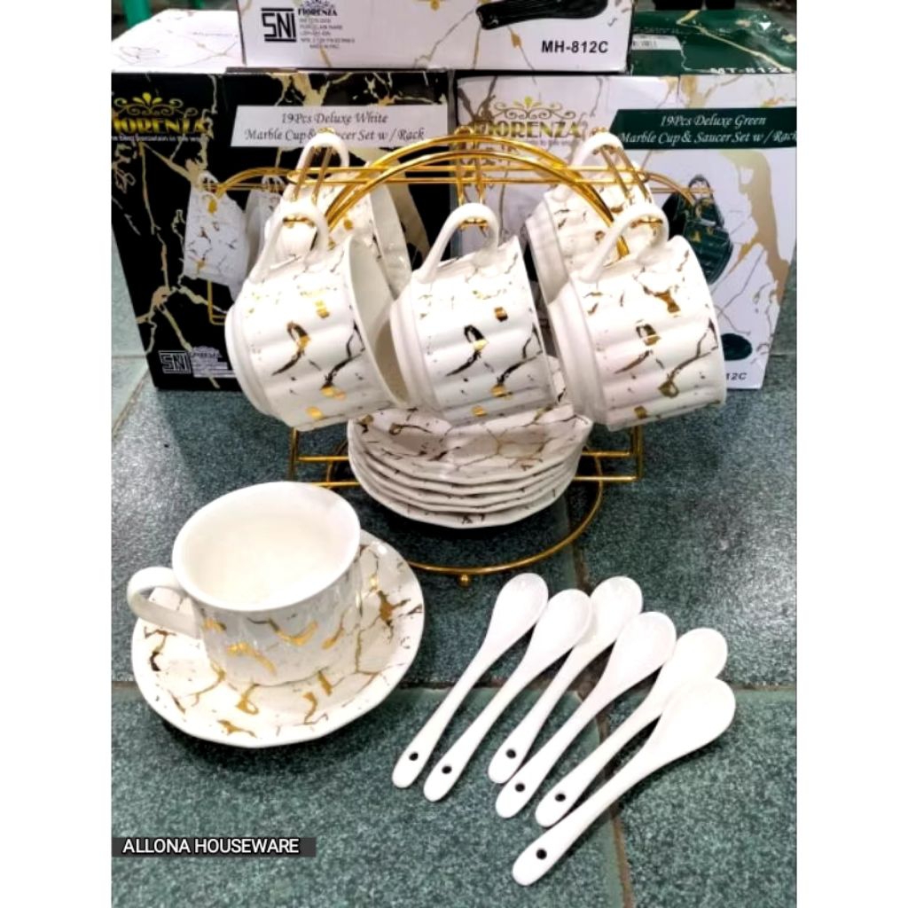 CANGKIR TATAKAN SET KERAMIK MARBLE FIORENZA 812C
