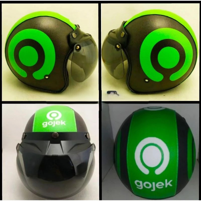 Helm bogo retro dewasa motif Gojek baru.