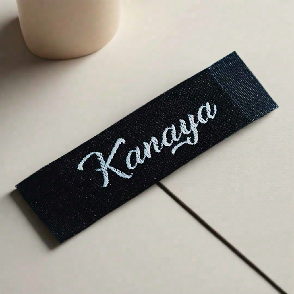 Label Woven Custom 1,2x5cm Label Woven Bordir Label Hijab Bordir Label Baju Bordir Label Woven