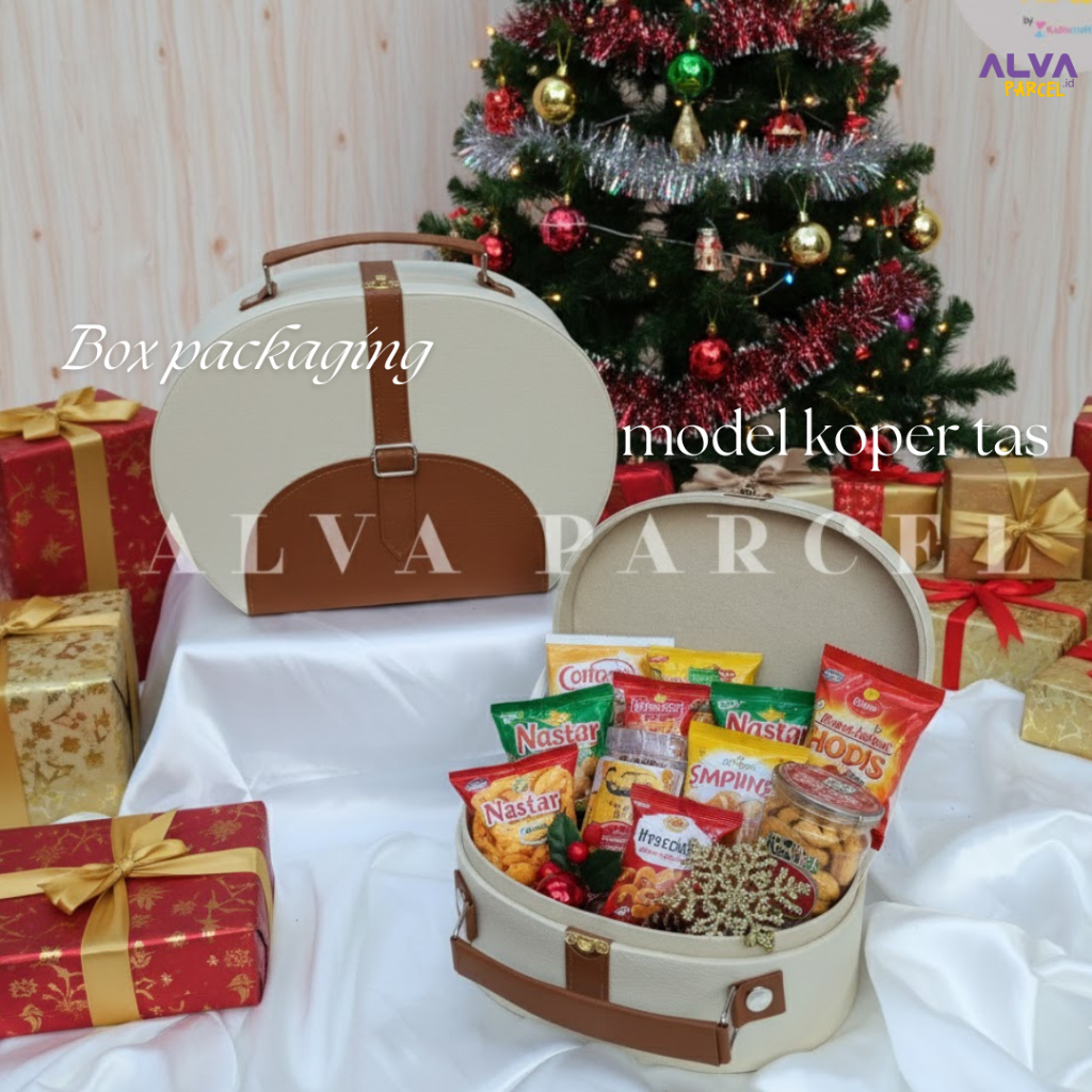 Box hardbox packaging hampers  natal model koper tas unik | box packaging hampers parcel natal