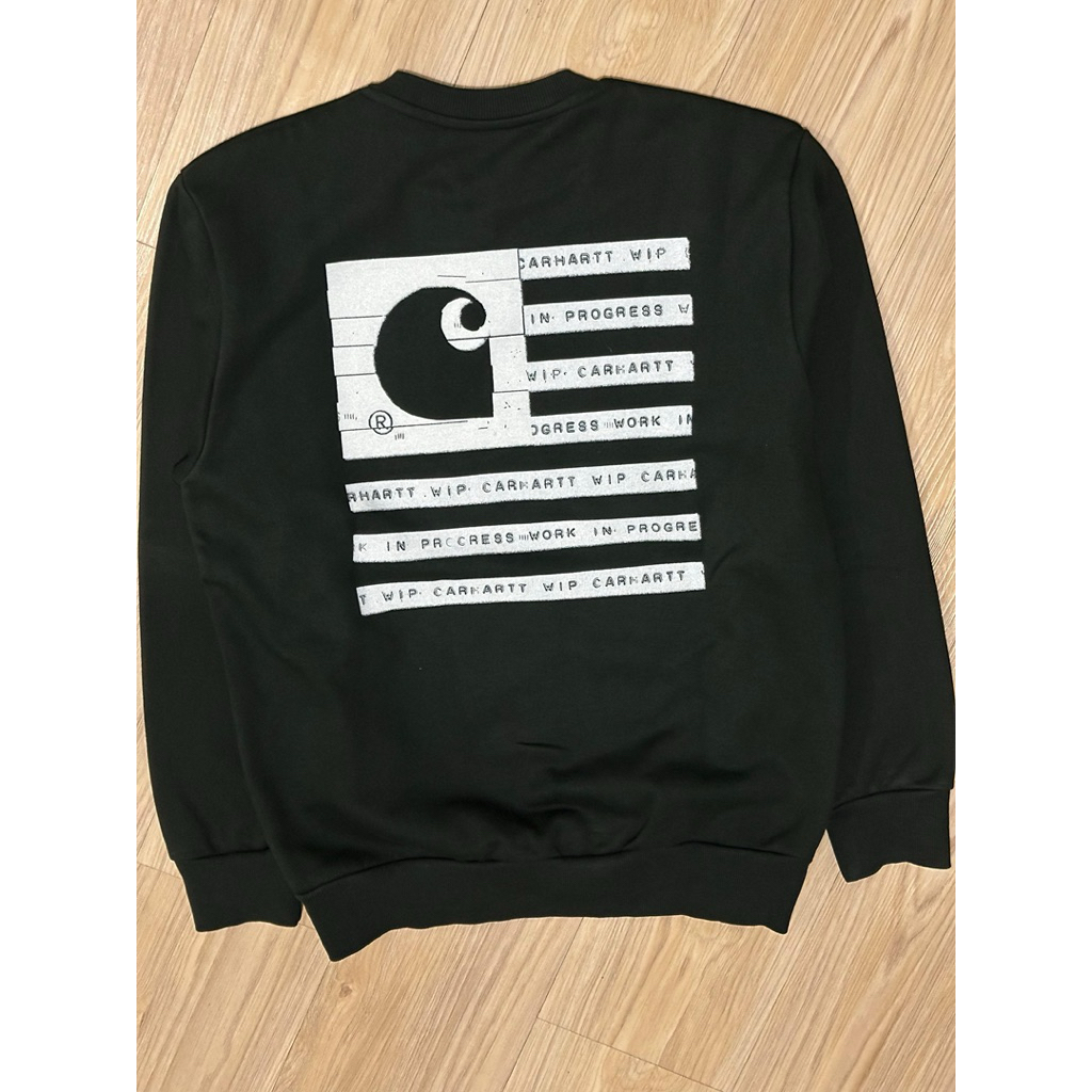 Carhartt wip label state flag sweat dark green