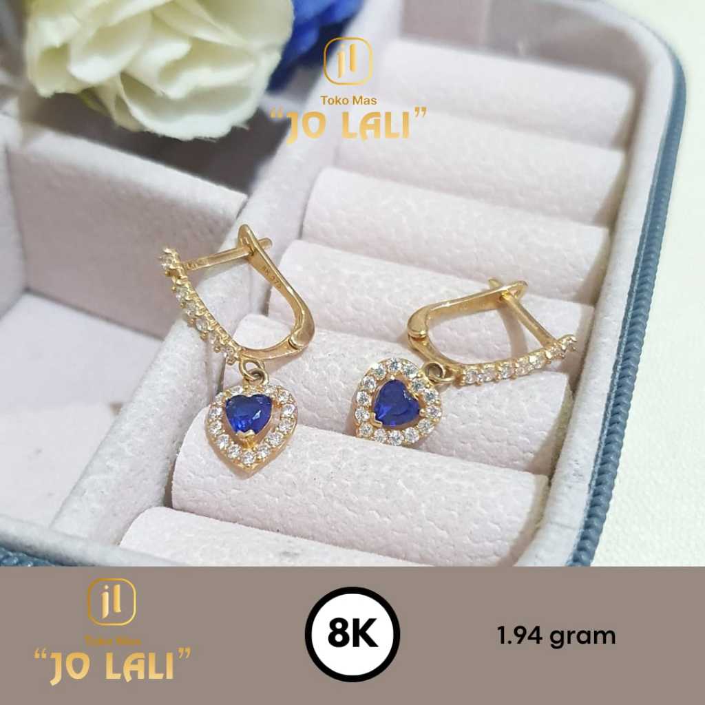 Anting ceples love mata warna biru