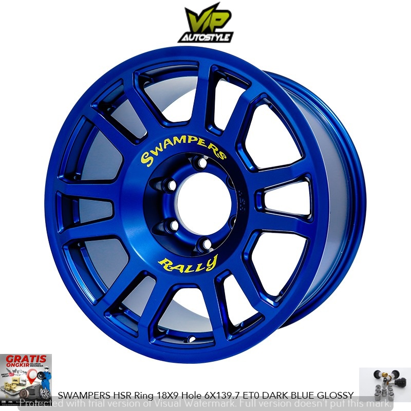 Velg Mobil Pajero Demx Type Hsr SWAMPERS Ring 18 ET0 DARK BLUE GLOSSY - Hsr Wheel Vip Autostyle