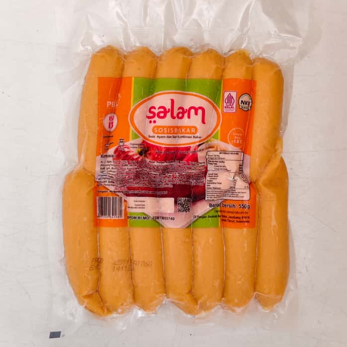 SALAM Sosis Bakar Isi 7/8 pcs 500 gram Sosis Ayam dan Sapi Kombinasi Bakar