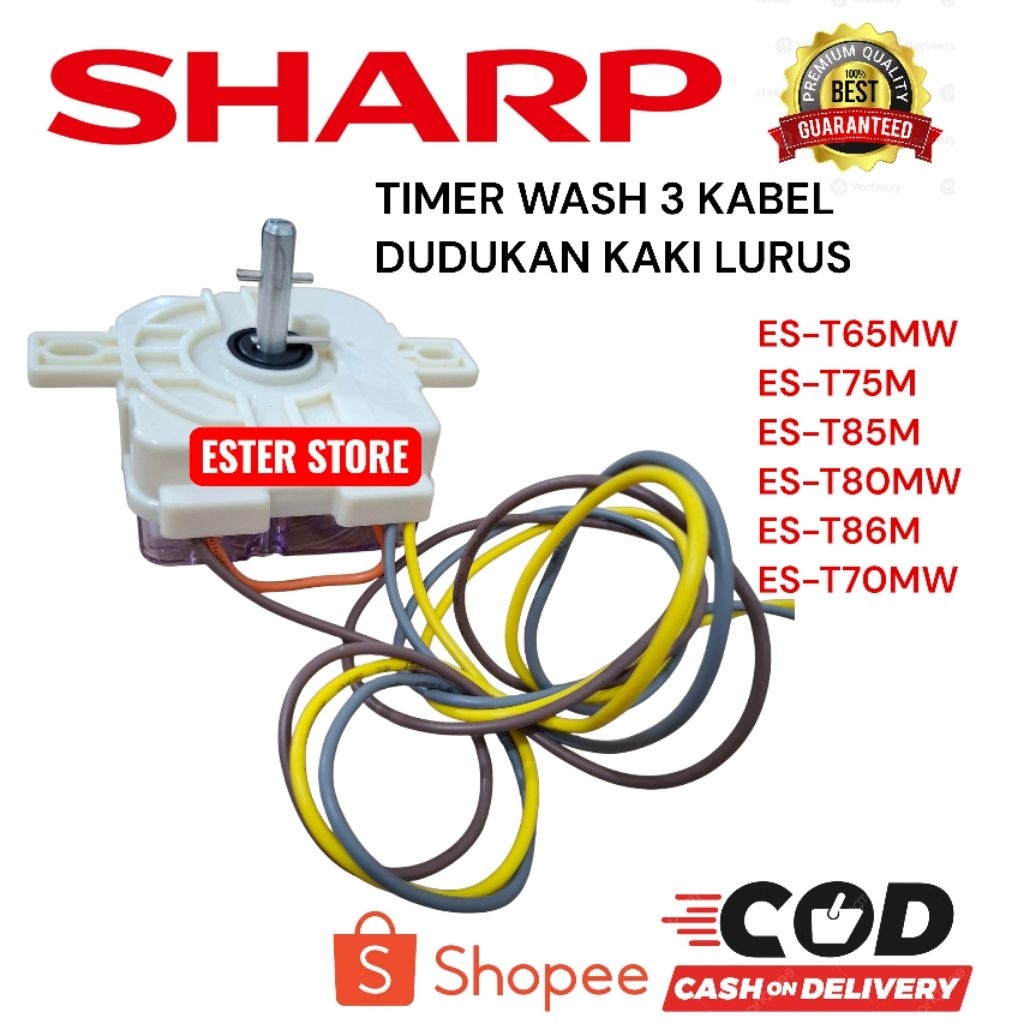 Timer wash 3 Kabel mesin cuci  Sharp ES-T65MW ES-T75M ES-T85M Timer pencuci mesin cuci Sharp 2 tabun