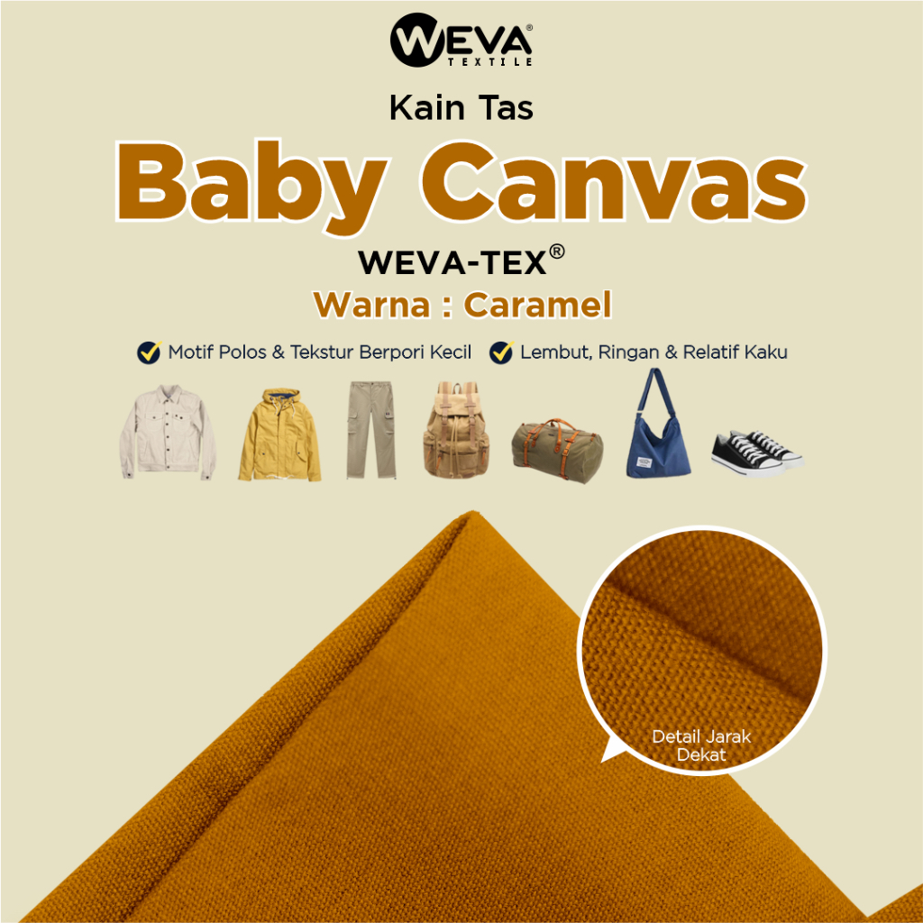 Bahan Kain Baby Canvas Caramel