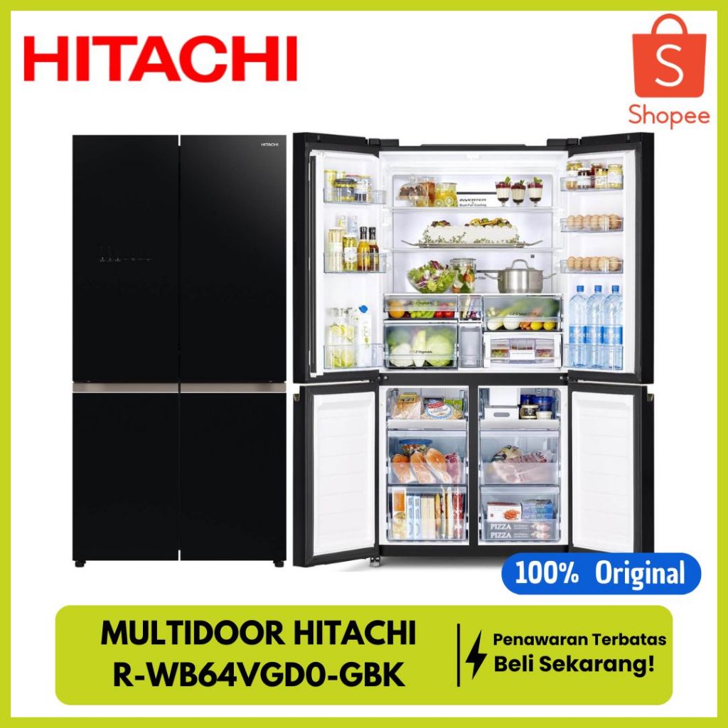 KULKAS HITACHI R-WB64VGD0-GBK MULTIDOOR 4 PINTU VACUM COMPARTMENT RWB64VGD0