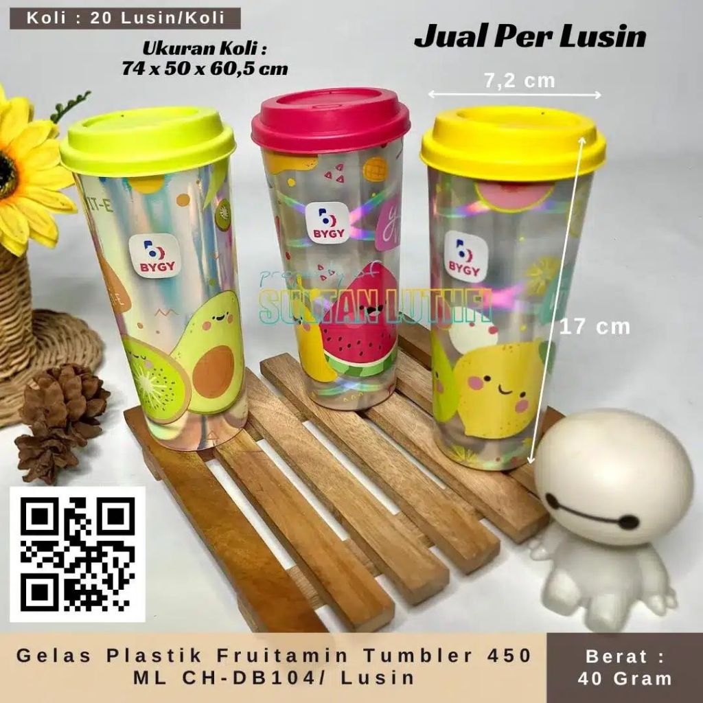 Gelas Plastik Fruitamin Tumbler 450 ML CH-DB104/ Lusin