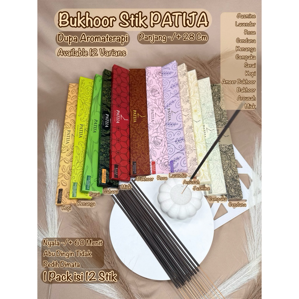 Saubai.id - Bukhoor Stik Aromaterapi By PATIJA Pengharum Ruangan Dupa Stik Hio Bukhur Stik Bukhoor S
