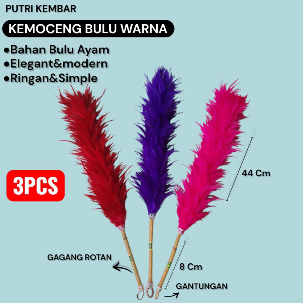 PAKET 3 PCS KEMOCENG BULU AYAM PREMIUM
