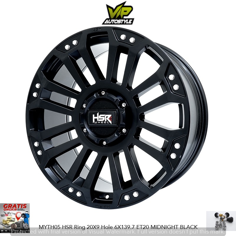 Velg Mobil Ring 20 Untuk Pajero Fortuner Hilux Type Hsr MYTH05 ET20 MIDNIGHT BLACK - Hsr Wheel