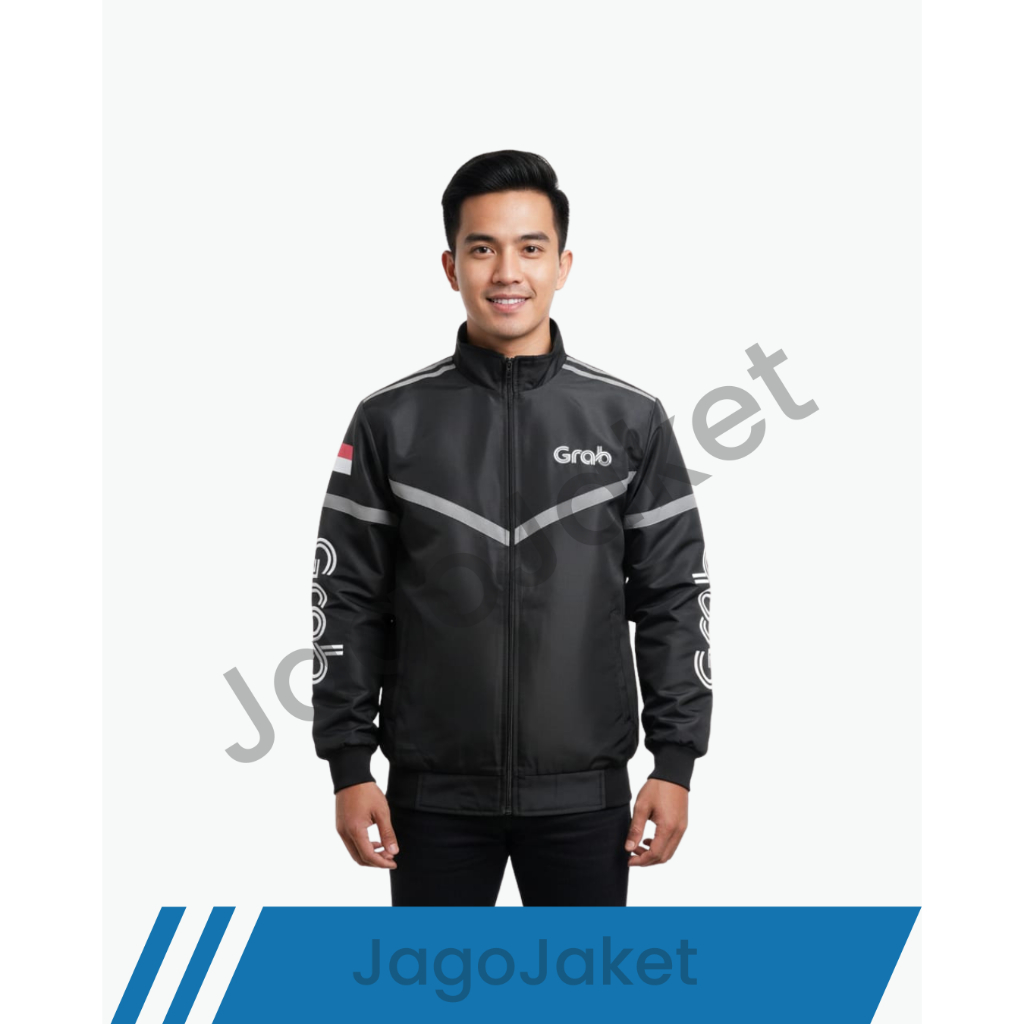 JagoJaket - Jakeet Grab Hitam Pria Bomber Waterproof | Anti Air | Reflektif | Anti Gerah & Nyaman