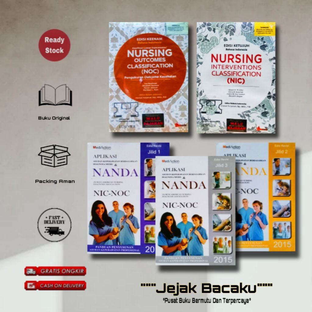 PAKET 2 BUKU KEPERAWATAN : NIC NOC DAN APLIKASI NANDA ( TOTAL DAPAT 5 BUKU )