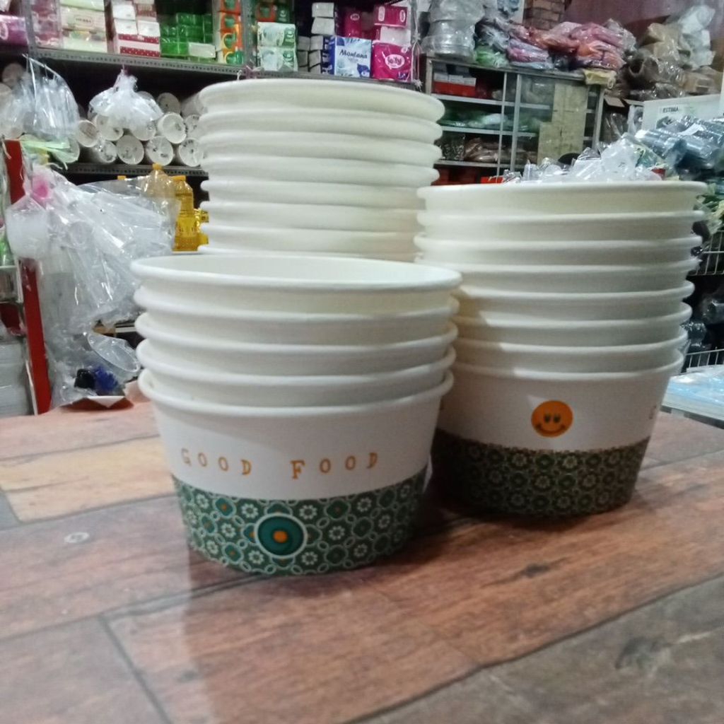 Paper bowl 650 ml motif batik tanpa tutup(25pcs)