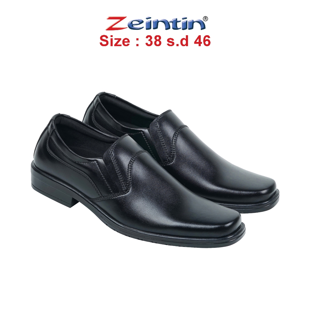 Zeintin - Sepatu Pantofel Hitam Pria Formal Kantor Leather Swedian Premium BJ