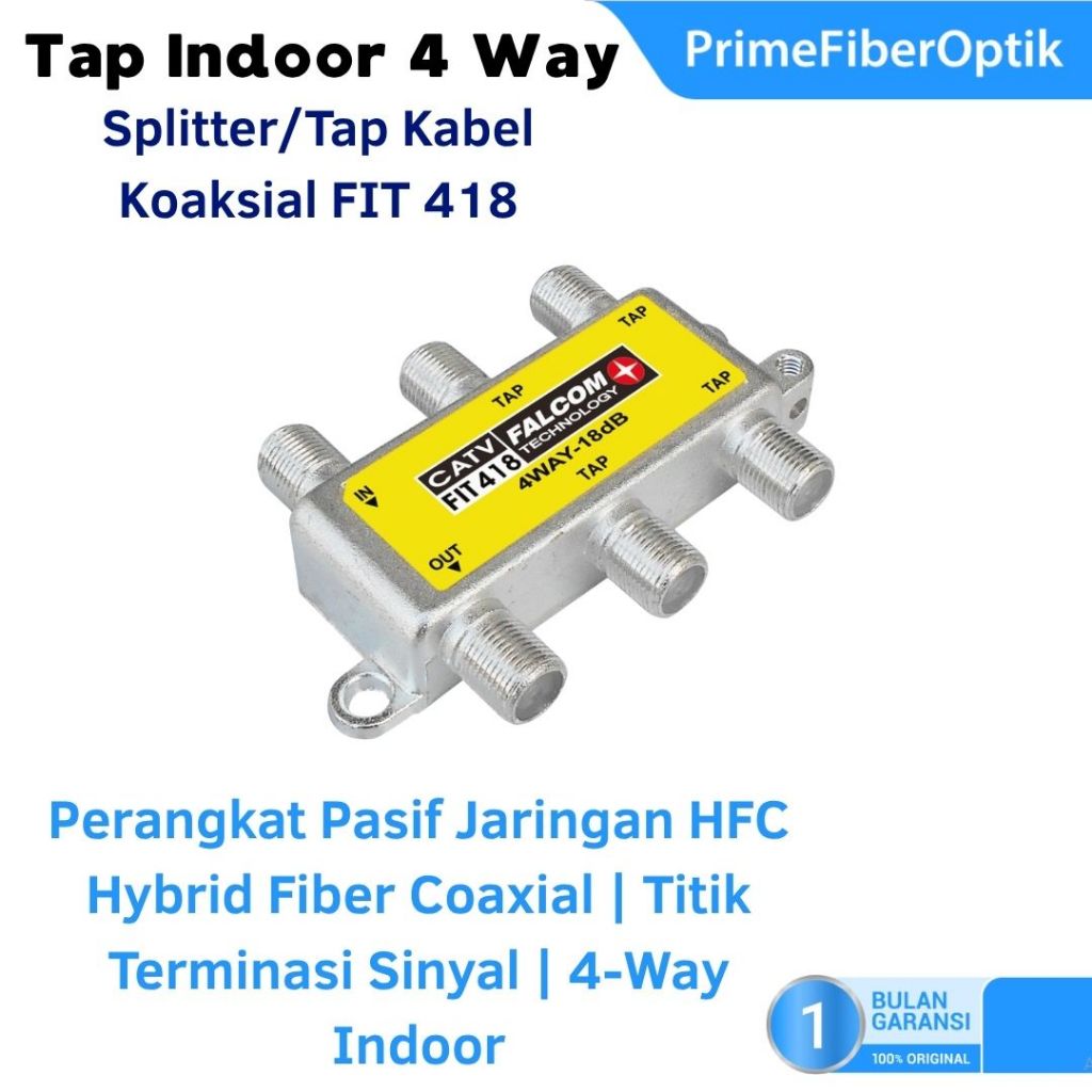 FALCOM CATV Tap 4 Way FIT 418 – Divider Sinyal TV Kabel Stabil & Anti Noise