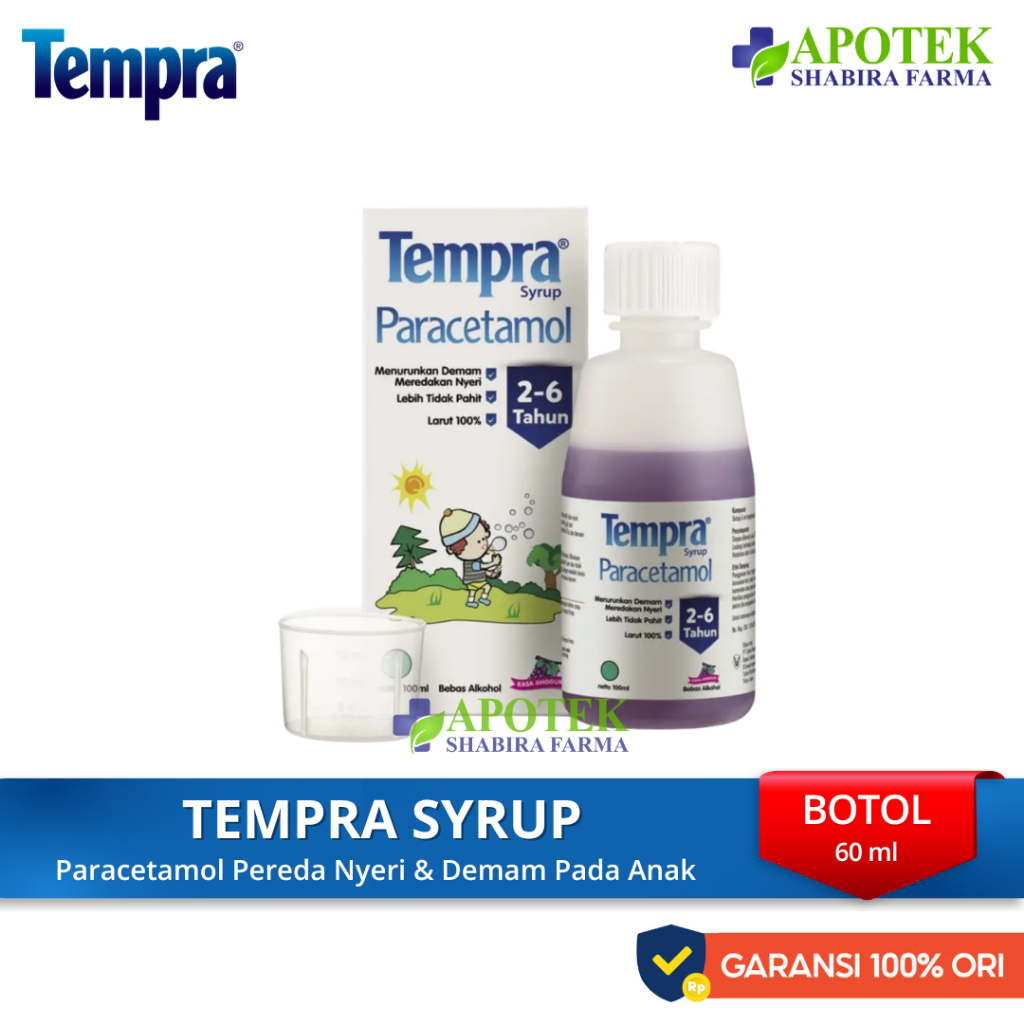 Tempra Sirup 60ml Paracetamol Obat Panas Demam Pereda Nyeri Pada Anak 2 6 Tahun 100ml