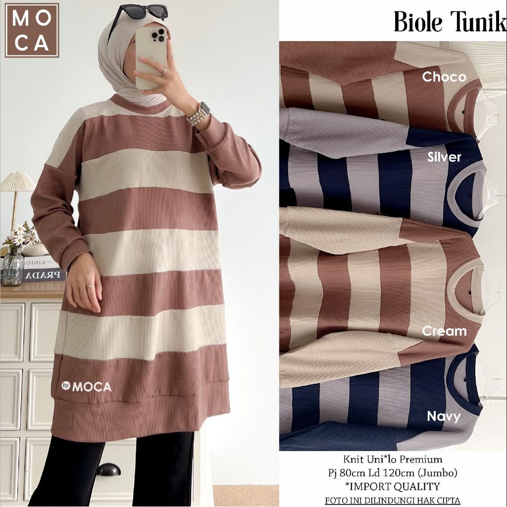 Biole Tunik Atasan Jumbo Allsize Premium Knit Uniqlo Original Ori Moca Berlabel