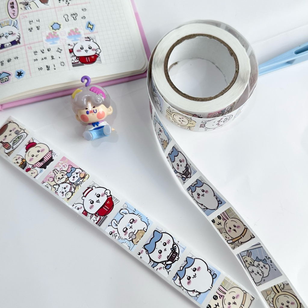 sticker roll isi 500pcs stiker label chiikawa joke bear readystock