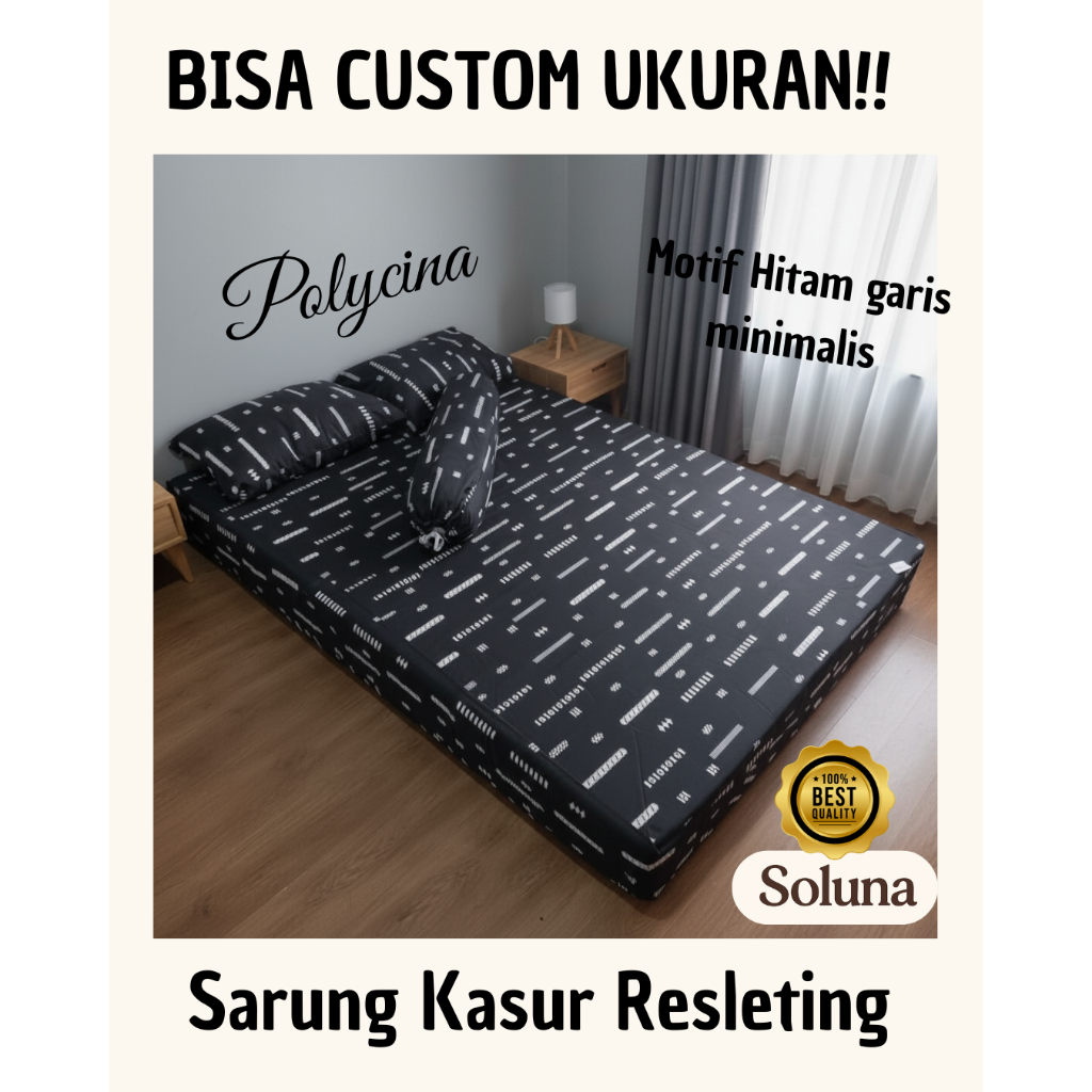 Sarung Sprei Kasur Busa/dakron resleting uk 120 x 170/180/200 x 5/10, BISA REQUEST UKURAN