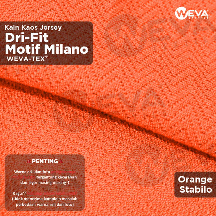 Bahan Kain Jersey Dryfit Milano Orange Stabilo Weva Textile