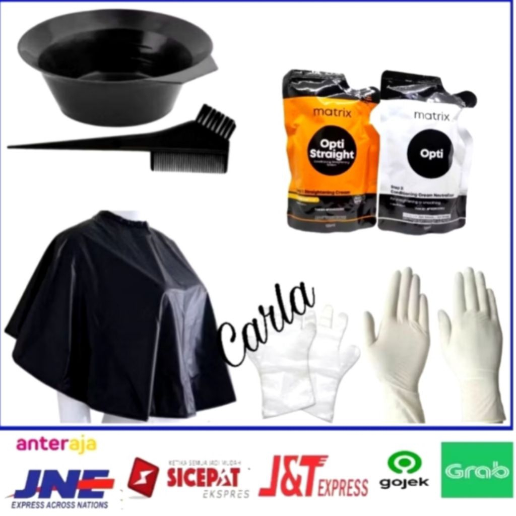 1set smoothing rambut matrix opti straigh mini 125ml step 1 dan step 2 + alat cat rambut mangkok cat