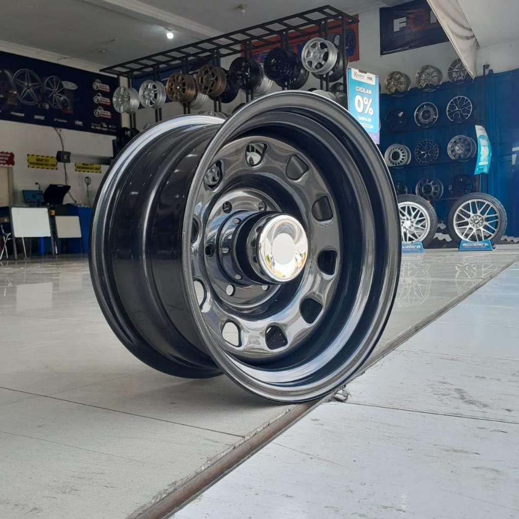VELG MOBIL KALENG DAYTONA MOKUPO HSR R15X10 H6X139,7 ET-44 BLACK RING 15 ISUZU PANTNER OPEL BLAZER D