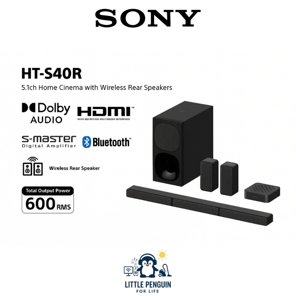 SONY Home Theater Hometheater Soundbar HT-S40R 5.1ch Home Cinema with Wireless Rear Speakers