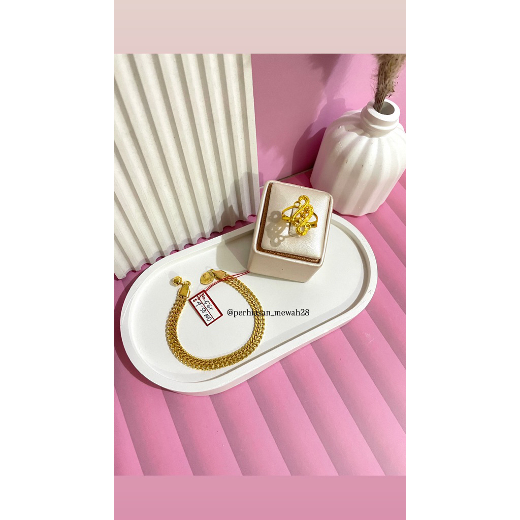 gelang tikar free cincin berlapis emas muda