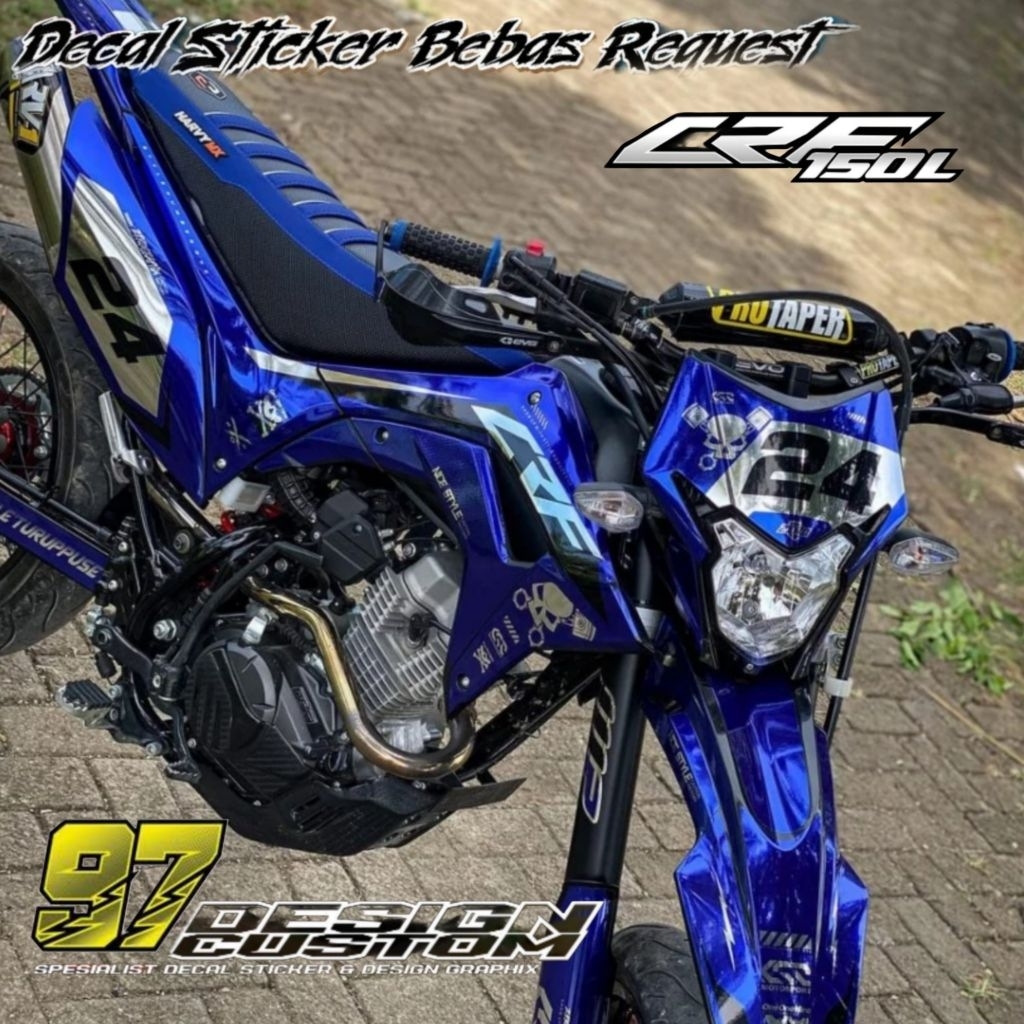 DECAL CRF 150 L FULL CHROME BIRU |decal klx bf | decal wr | decal dtracker | decal yz | decal gordon