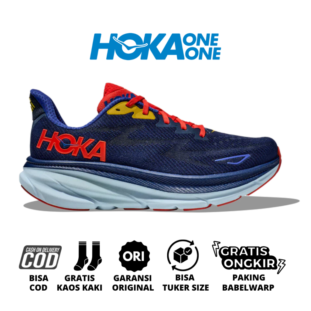 Sepatu Running Hoka Clifton 9 Bellwether Blue Dazzling Blue