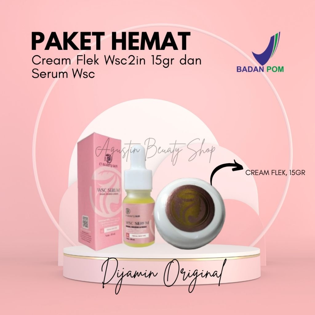 Paket Cream Wsc (Flek Premium) & Serum Wsc Ampuh Menghilangkan Flek hitam, Mengencangkan Kulit Wajah