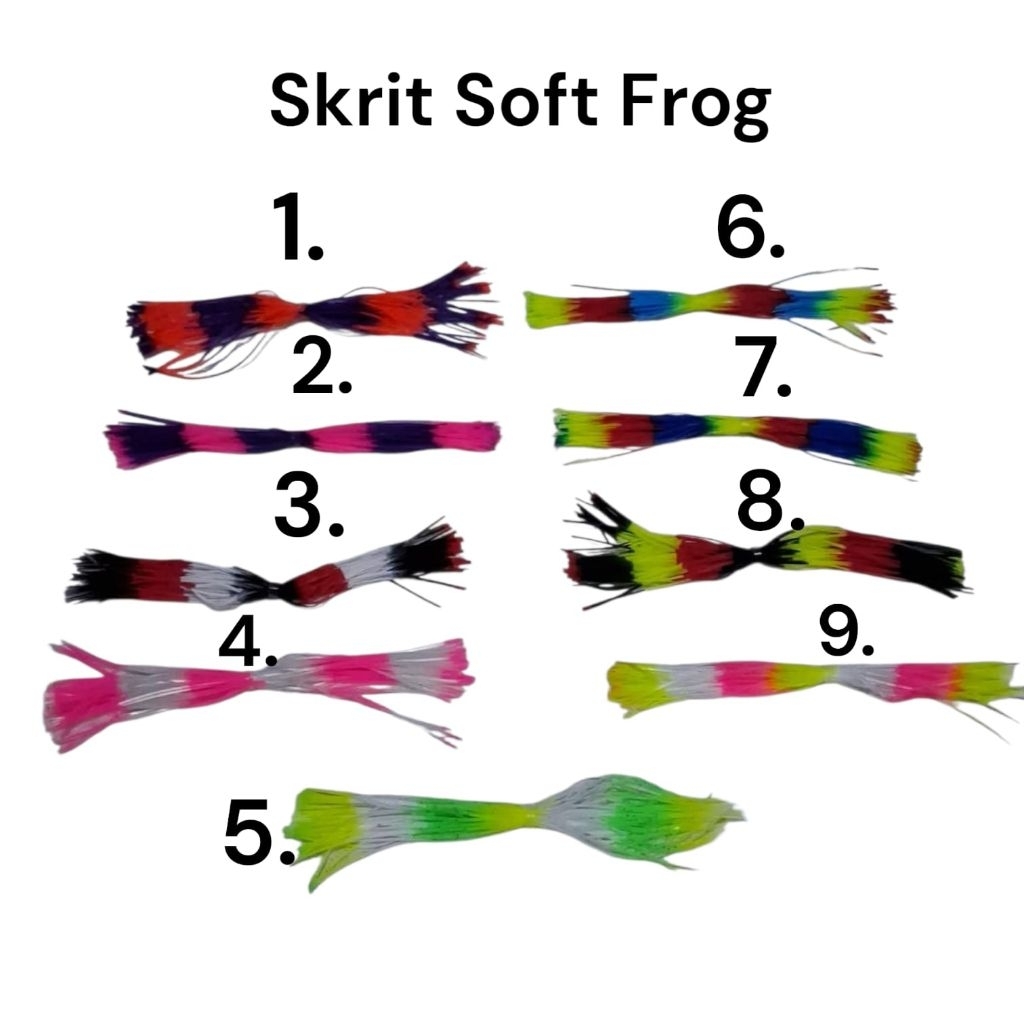 Skrit spinner bait ,dan soft frog.,jumpfrog ,jaws,buzzbait
